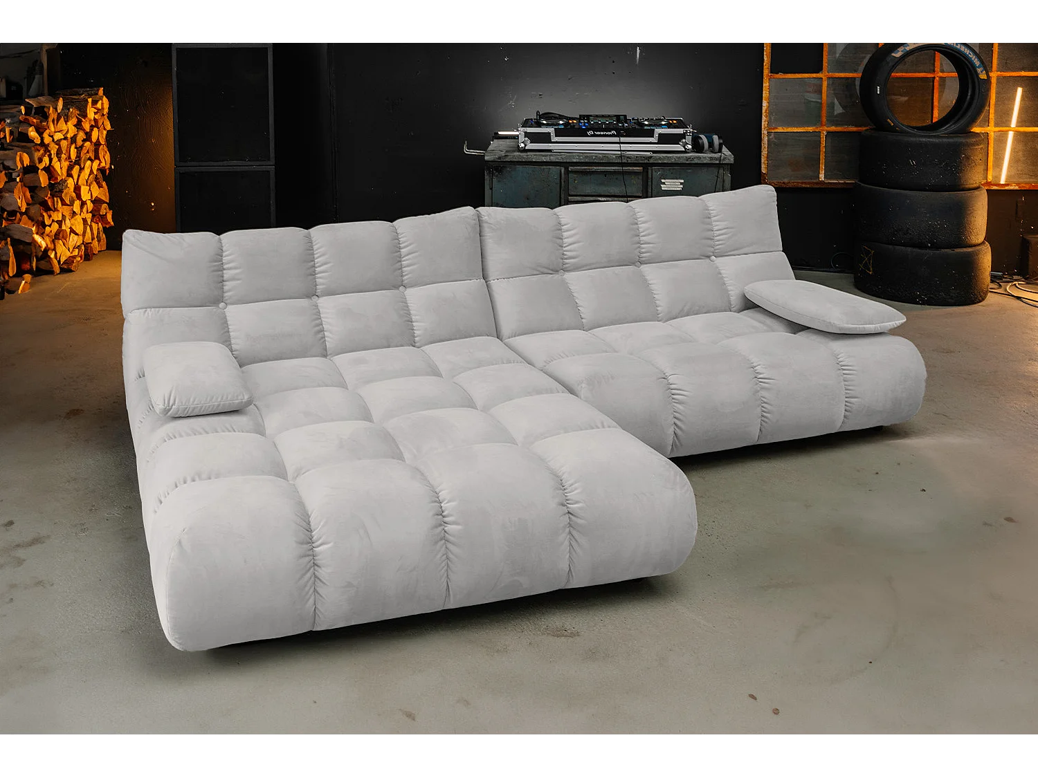 Canapé d'angle - argent Velours - VIVIEN