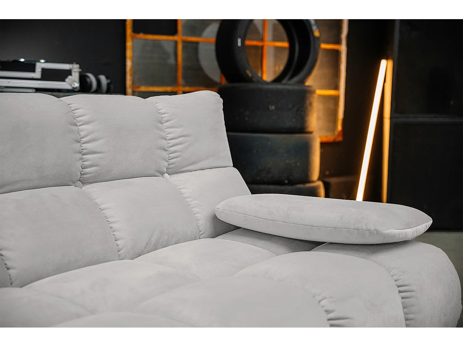 Canapé d'angle - argent Velours - VIVIEN