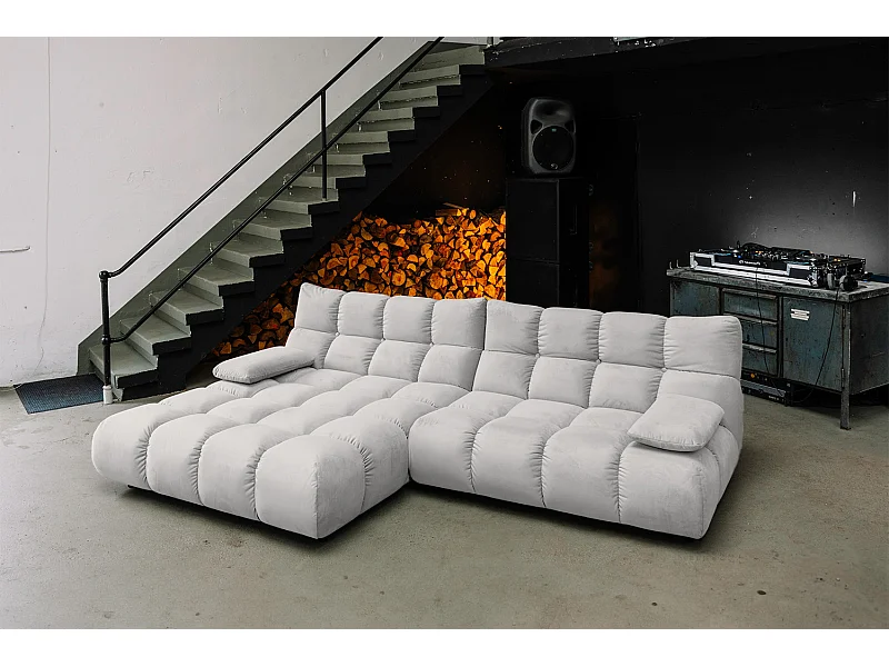 Ecksofa - Silber Velvet - VIVIEN