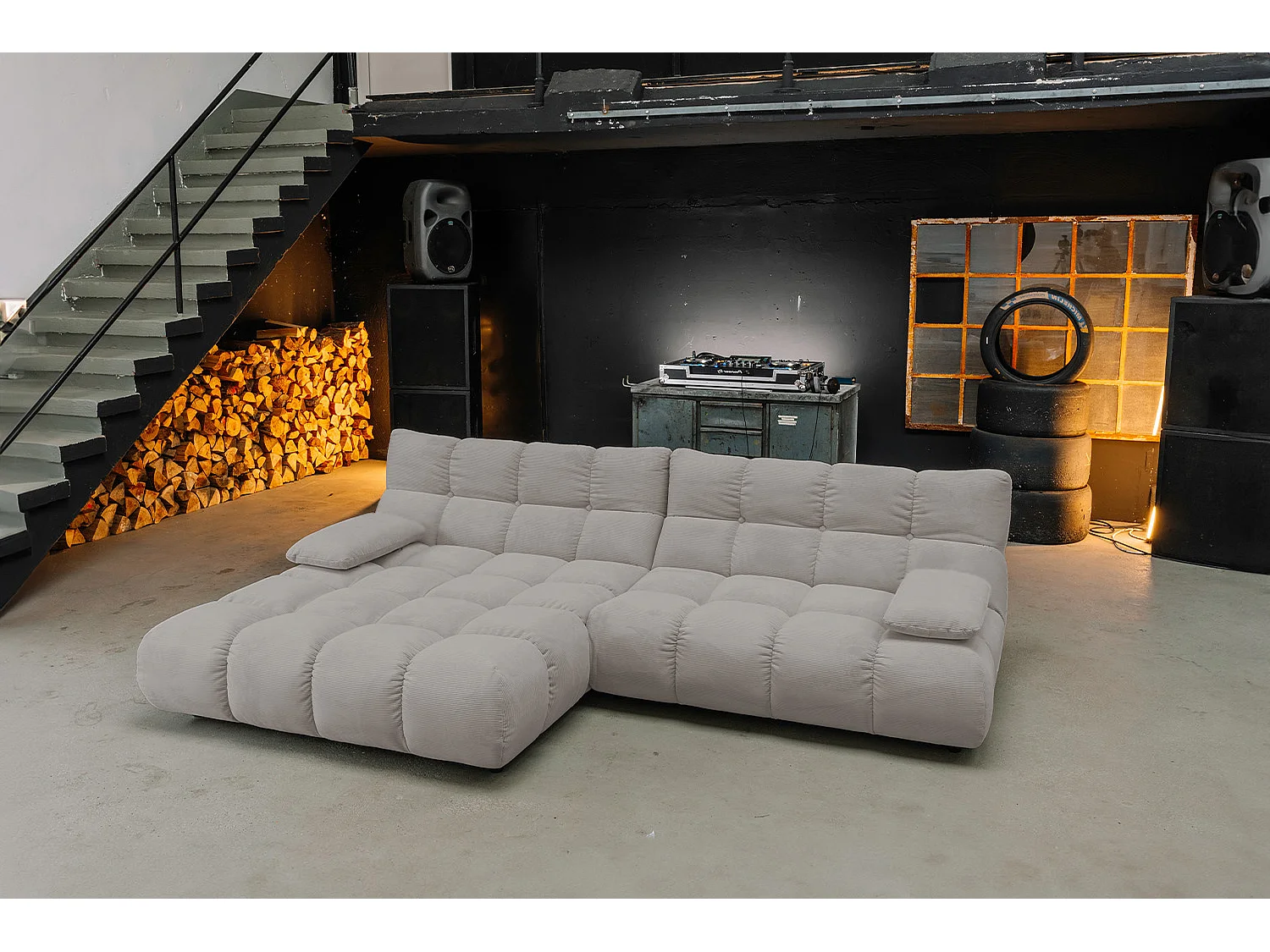 Sofá esquinero - Gris Pana - VIVIEN