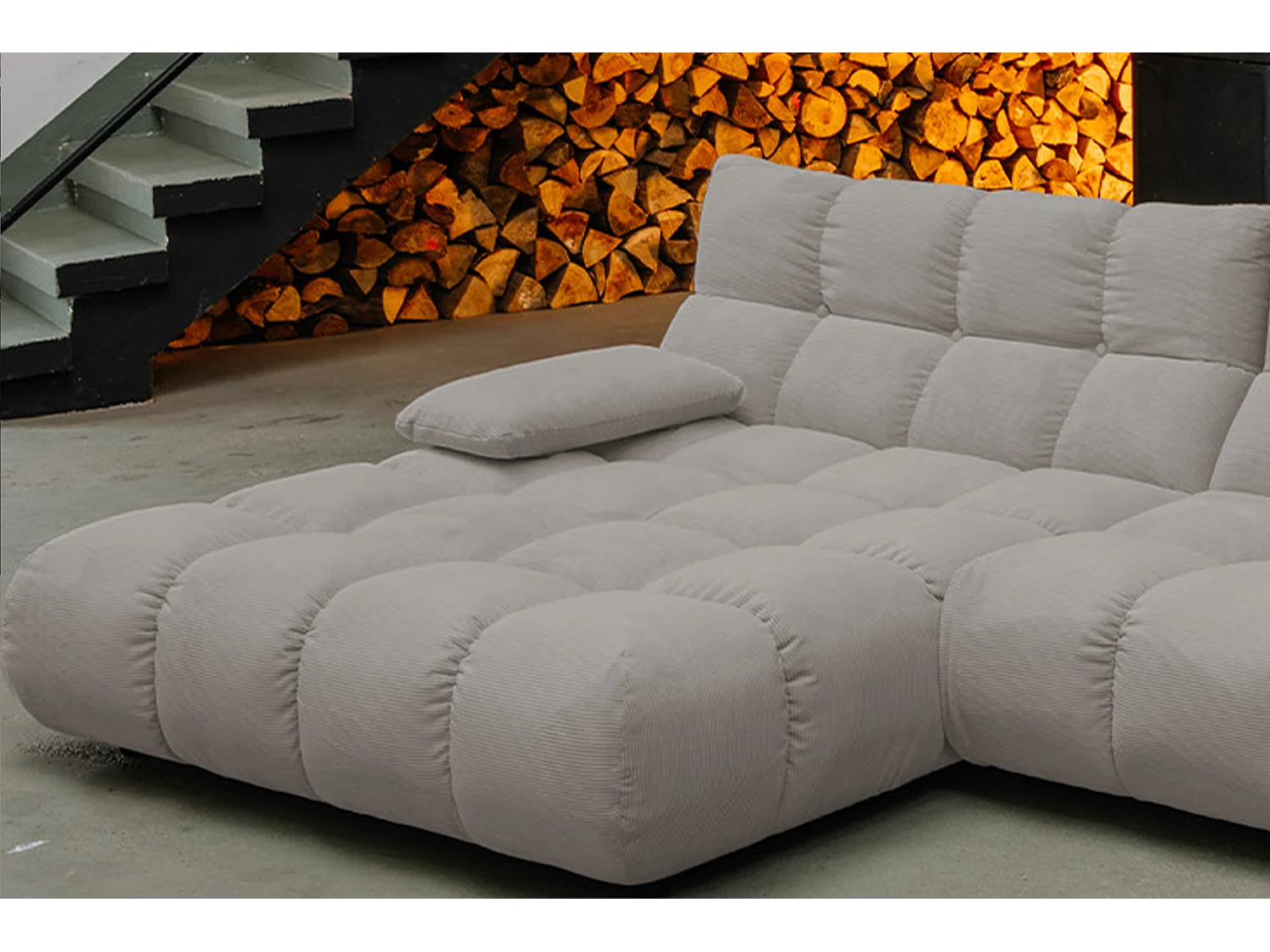 Canapé d'angle - Gris Velours côtelé - VIVIEN