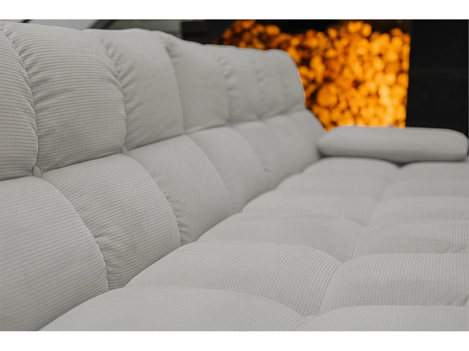 Canapé d'angle - Gris Velours côtelé - VIVIEN