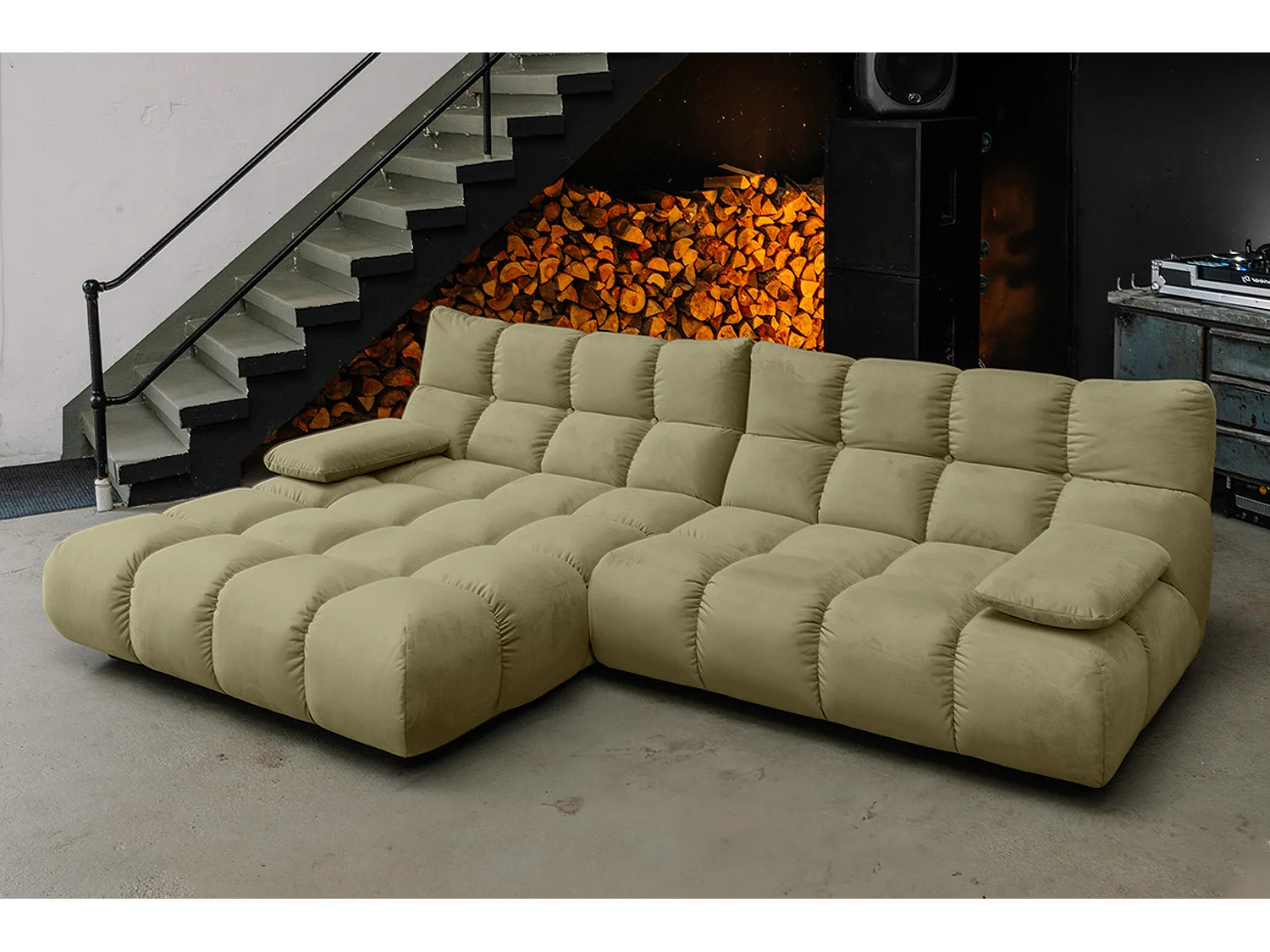 Ecksofa - Grün Velvet - VIVIEN