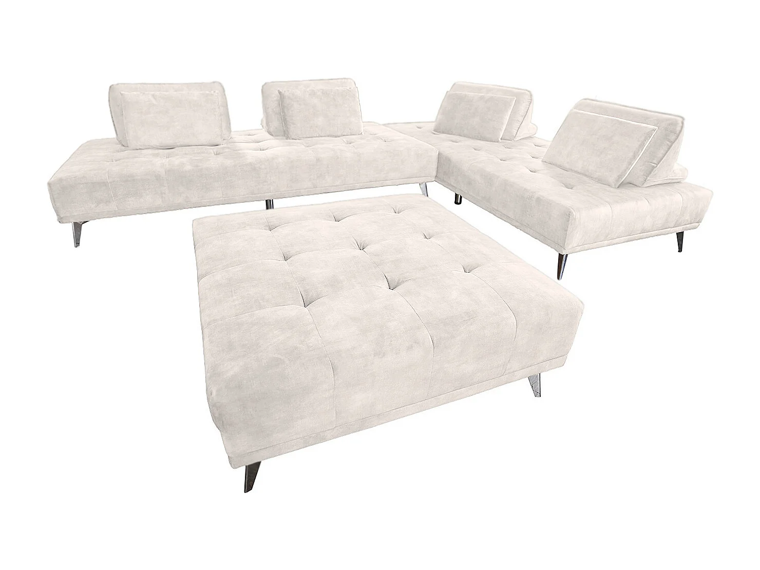 Sofá cama - blanco crema terciopelo - WIOLO