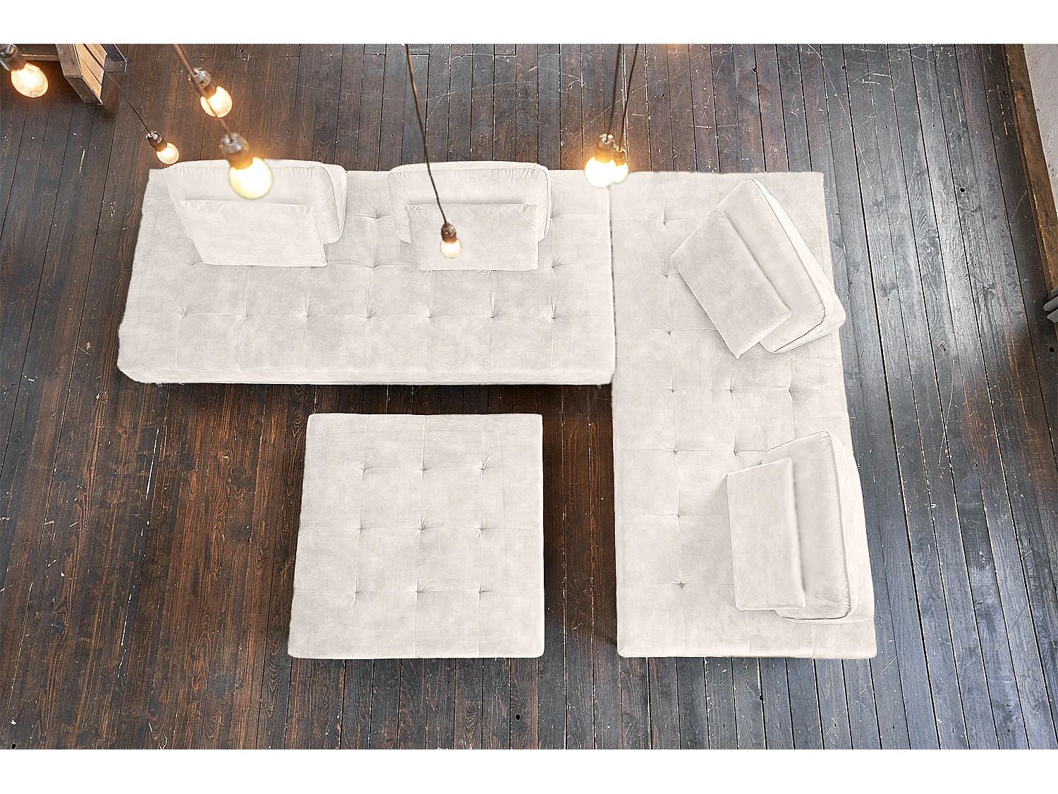 Sofá cama - blanco crema terciopelo - WIOLO