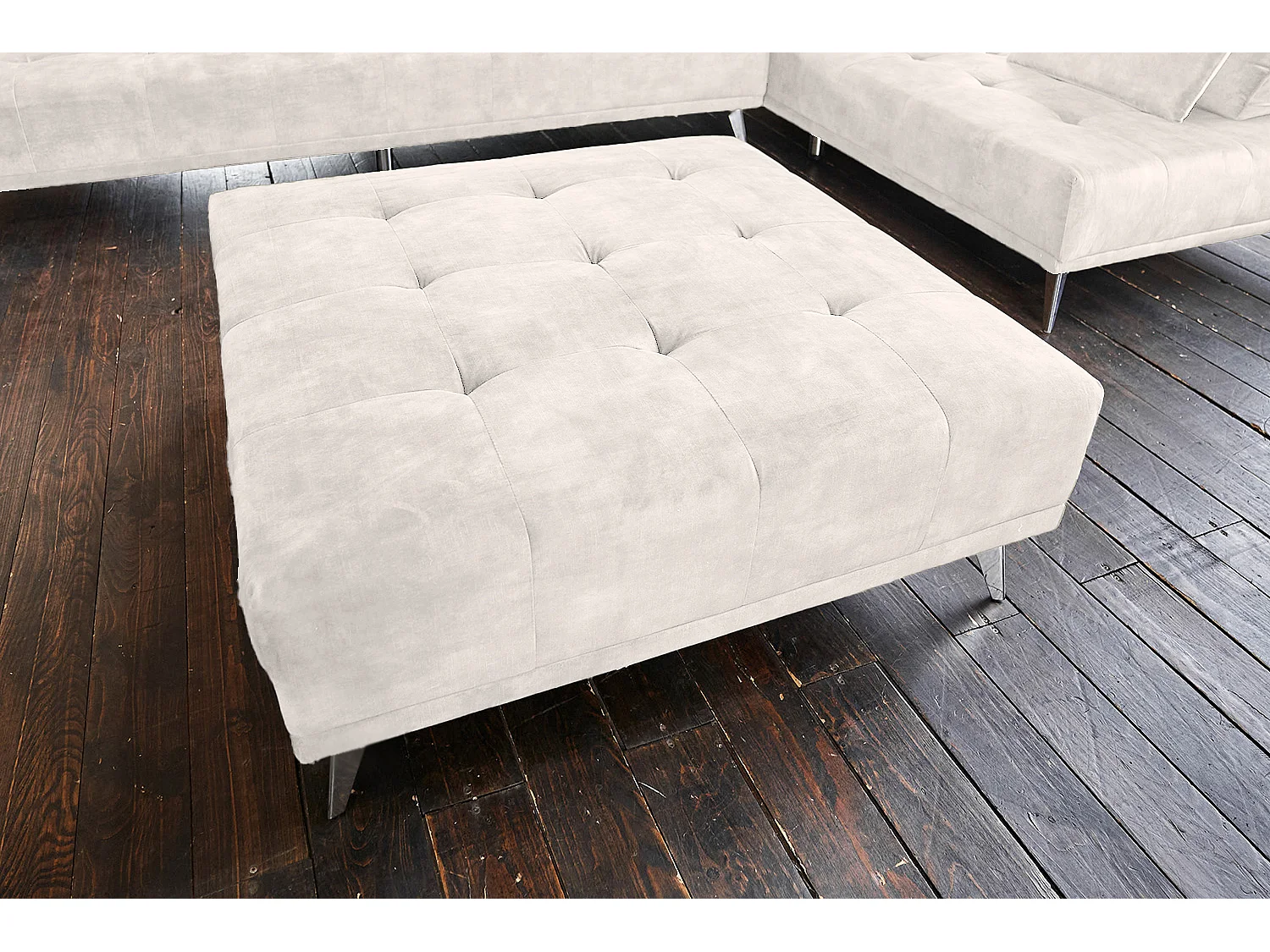 Sofá cama - blanco crema terciopelo - WIOLO