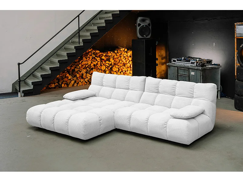 Ecksofa - Weiß Cord - VIVIEN