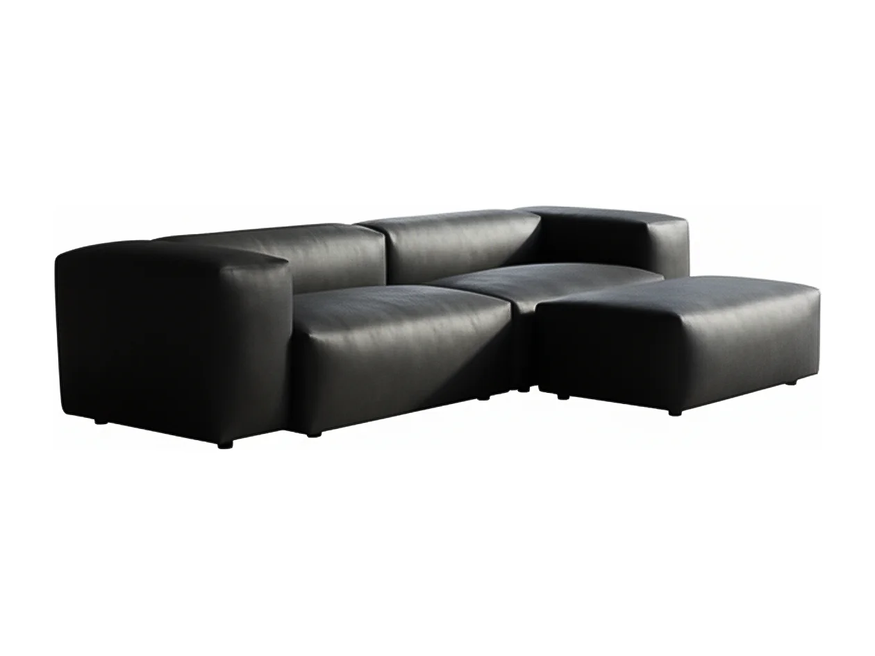 Sofa - Schwarz Lederfaserstoff - CELESTE