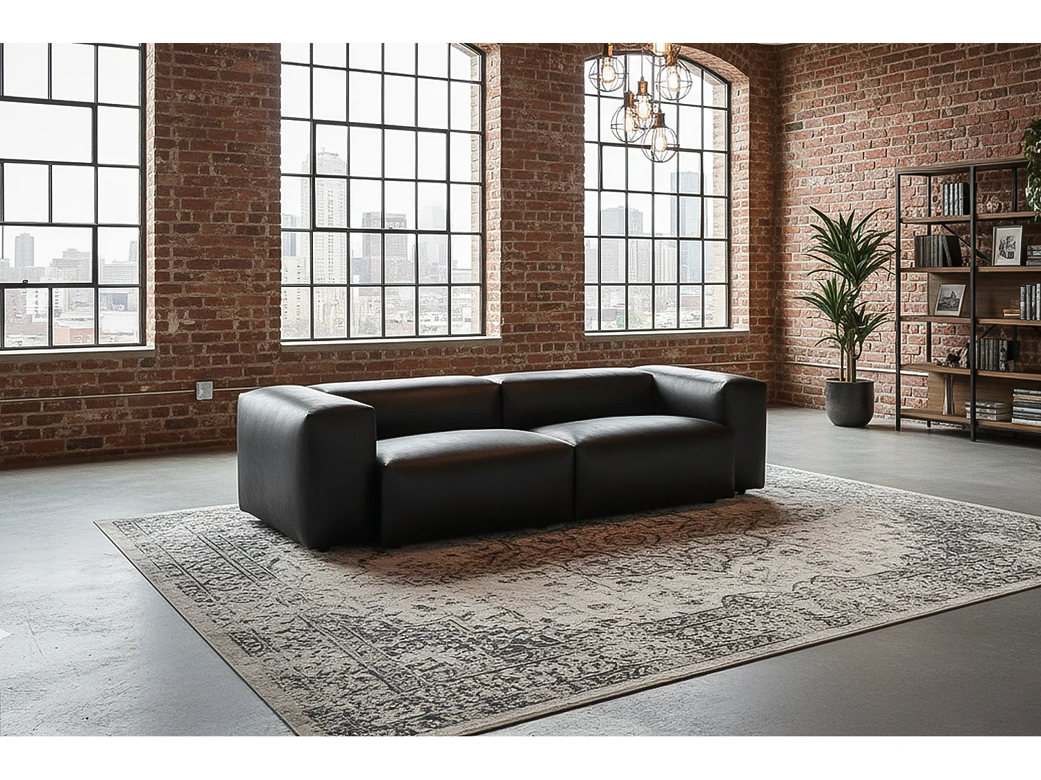 Sofa - Schwarz Lederfaserstoff - CELESTE