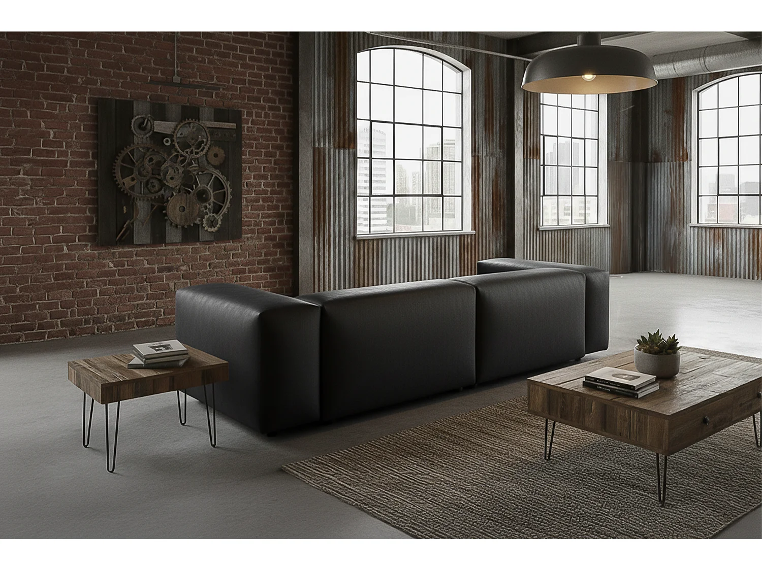 Sofa - Schwarz Lederfaserstoff - CELESTE