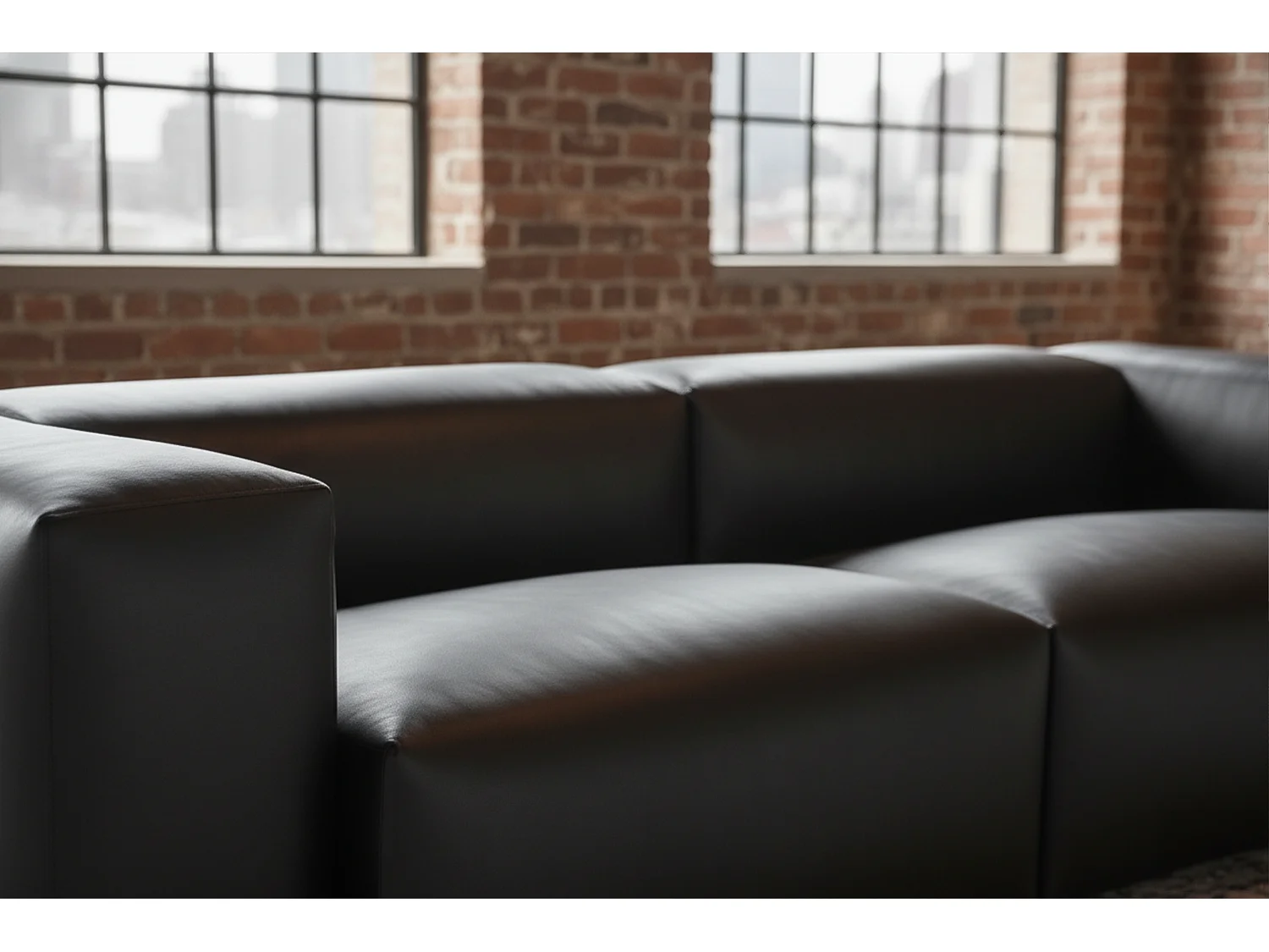 Sofa - Schwarz Lederfaserstoff - CELESTE