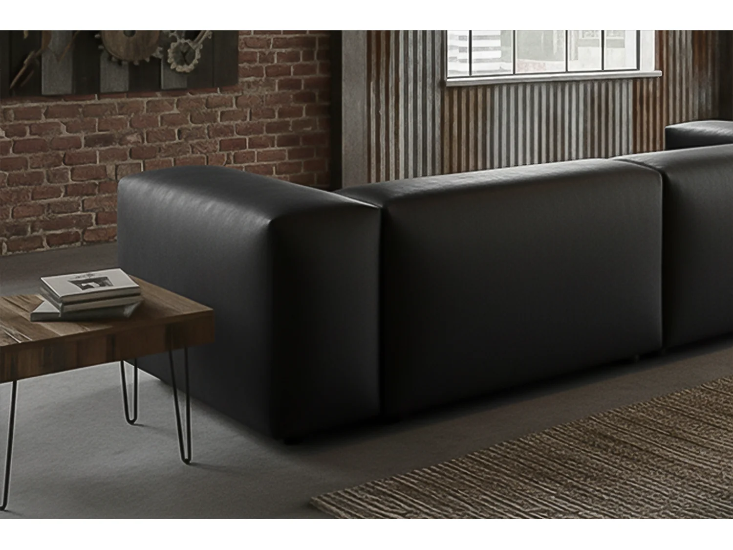 Sofa - Schwarz Lederfaserstoff - CELESTE