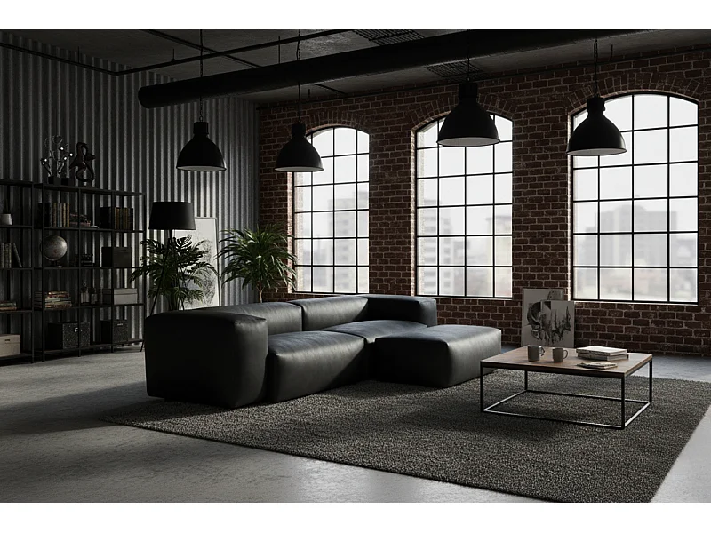 Sofa - Schwarz Lederfaserstoff - CELESTE