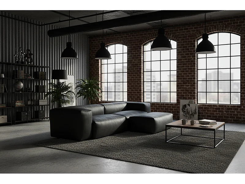 Divano - Nero Tessuto in fibra di pelle - CELESTE