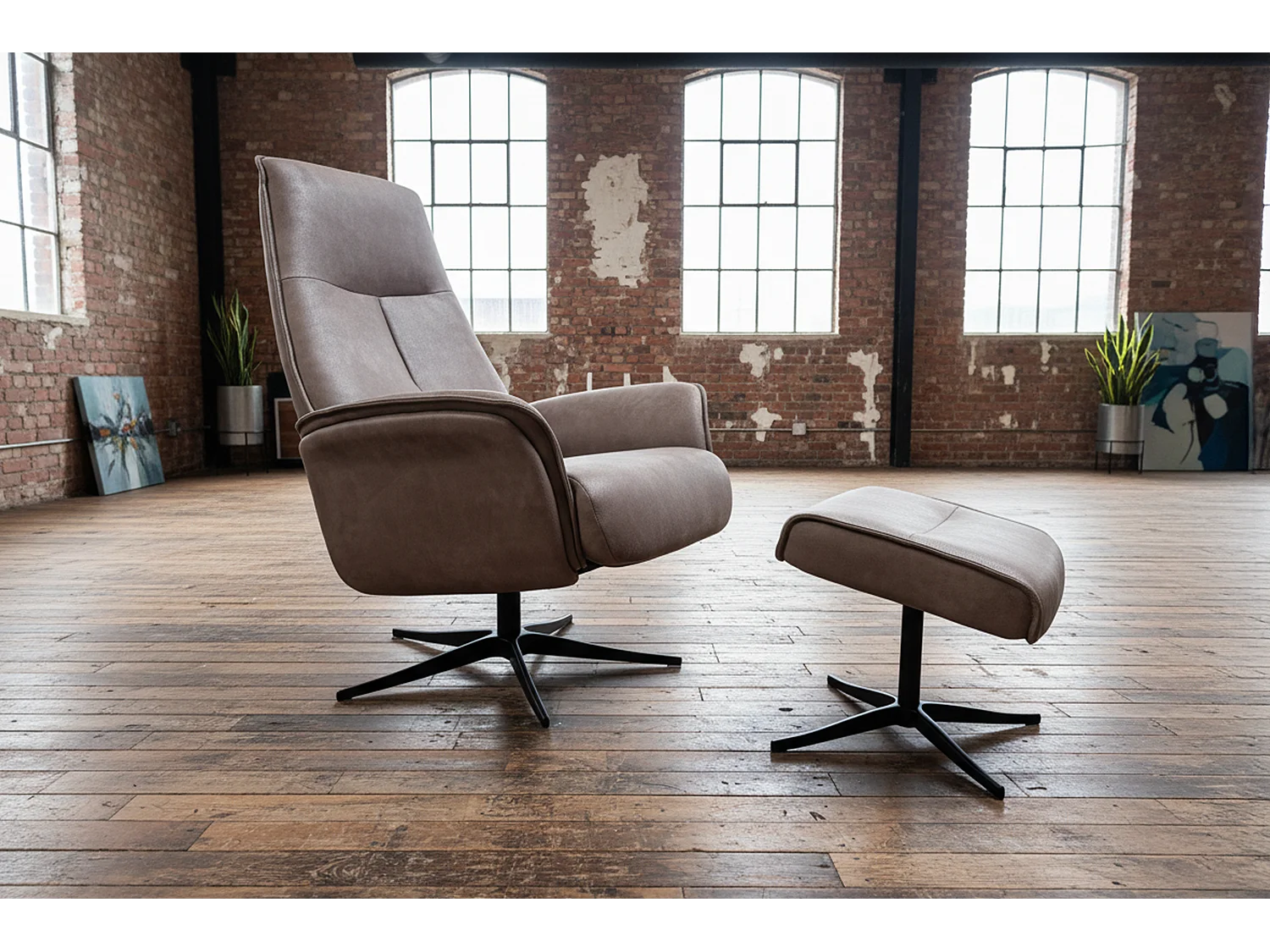 Relaxsessel - Anthrazit Lederfaserstoff - JOSIANE