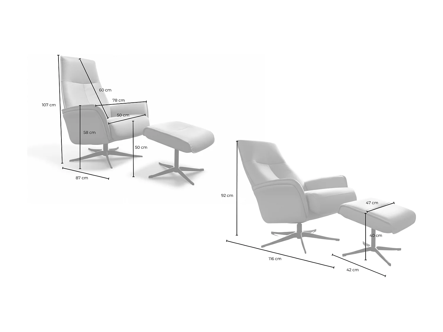 Relaxsessel - Anthrazit Lederfaserstoff - JOSIANE