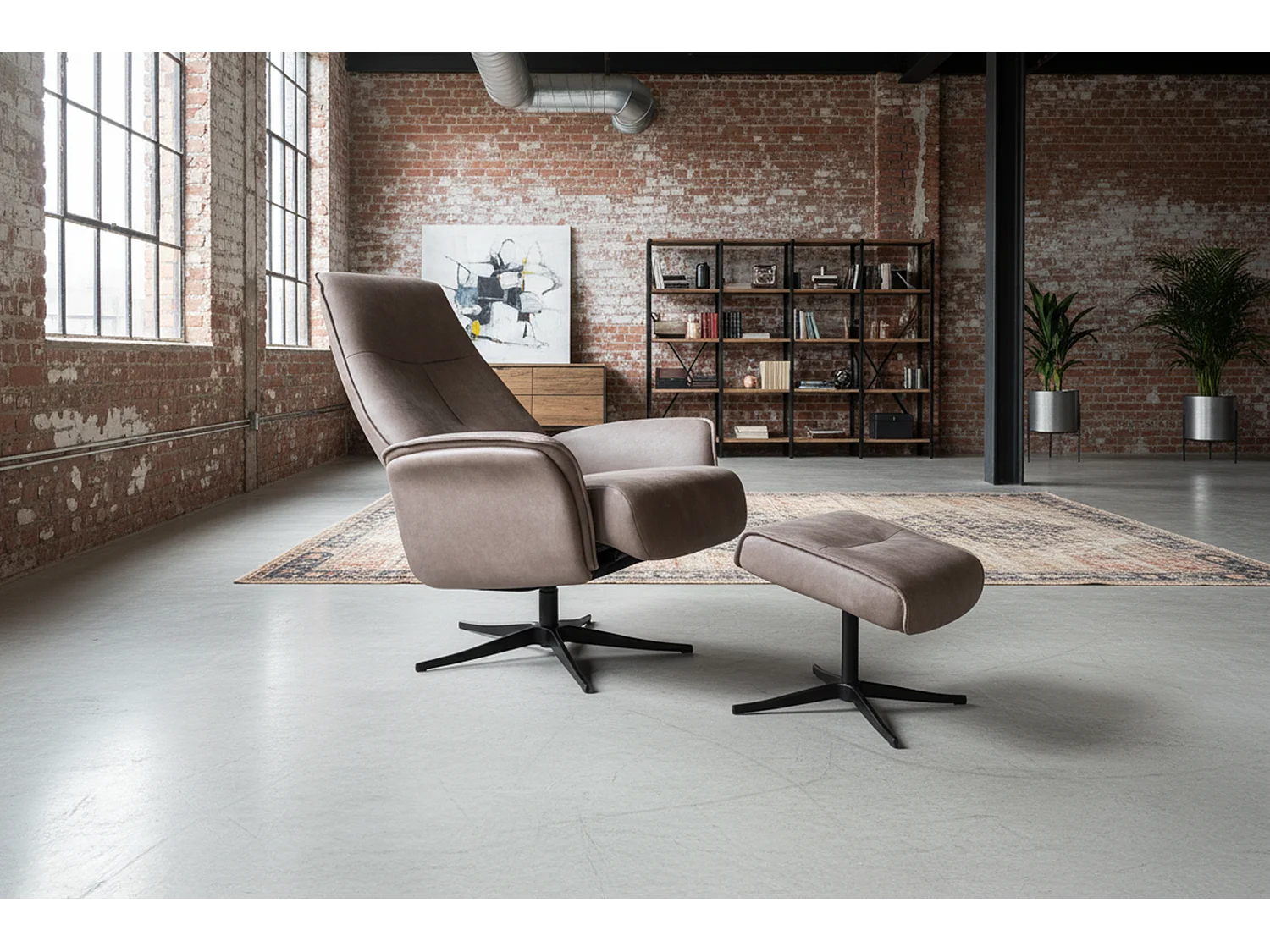 Relaxsessel - Anthrazit Lederfaserstoff - JOSIANE