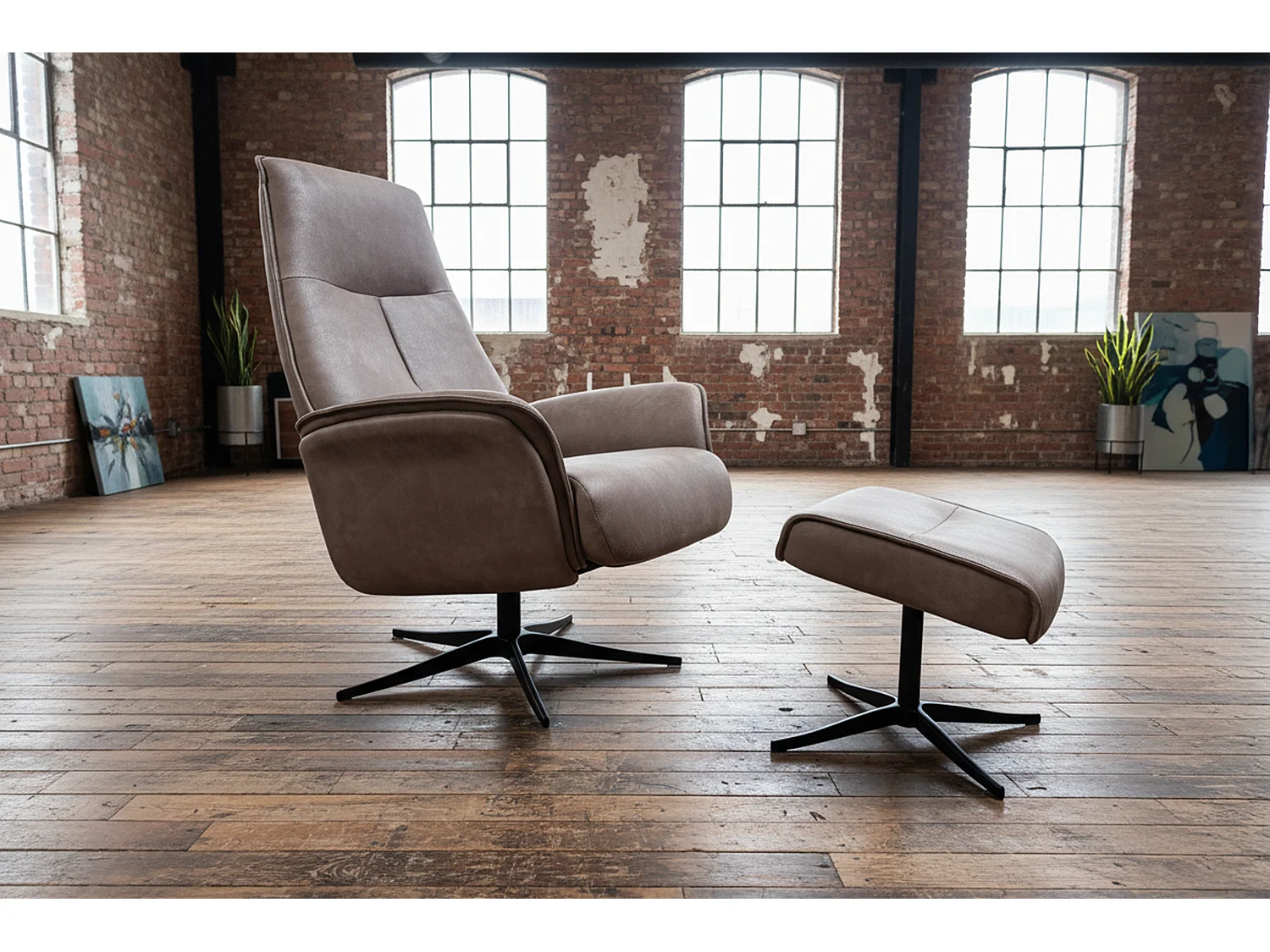 Relaxfauteuil - Antraciet Stof van ledervezel - JOSIANE