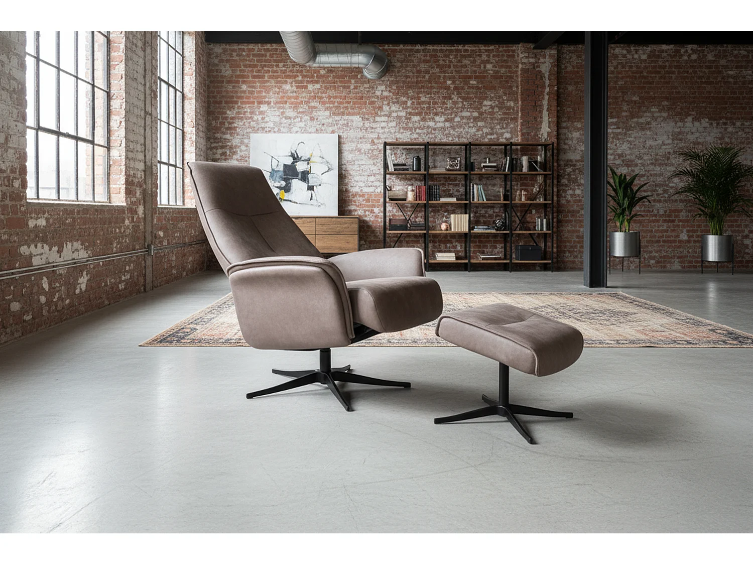Relaxfauteuil - Antraciet Stof van ledervezel - JOSIANE