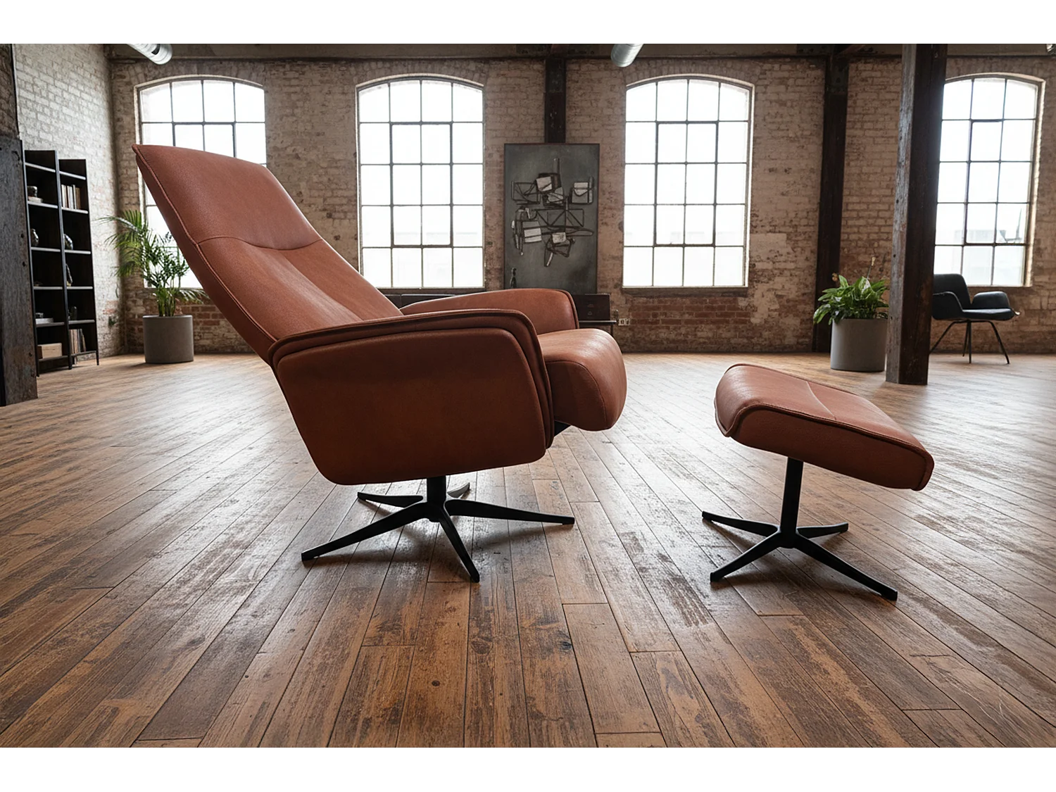 Relaxsessel - Braun Lederfaserstoff - JOSIANE