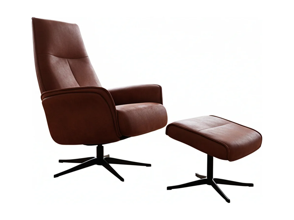 Relaxfauteuil - Bruin Stof van ledervezel - JOSIANE