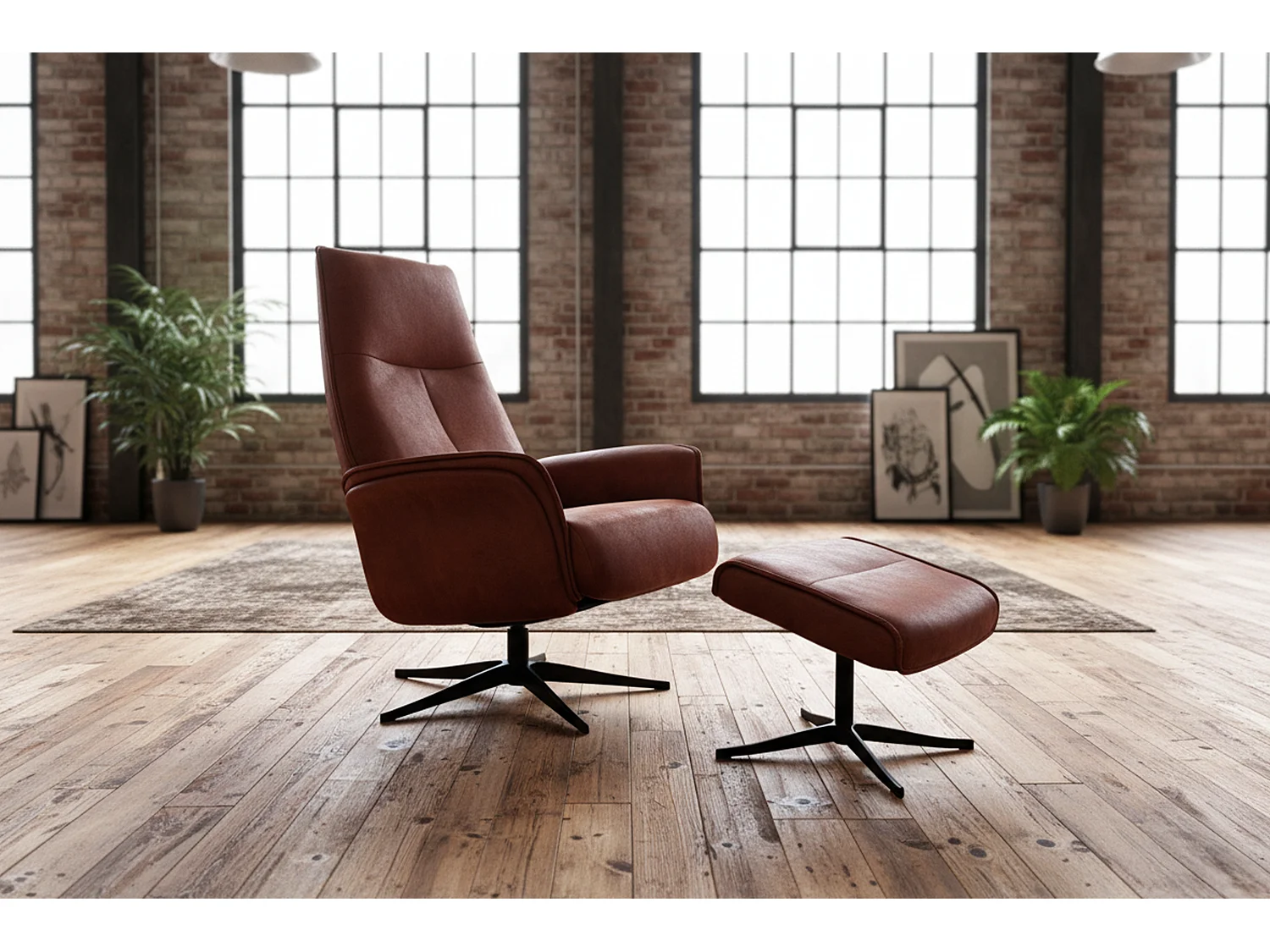 Relaxfauteuil - Bruin Stof van ledervezel - JOSIANE