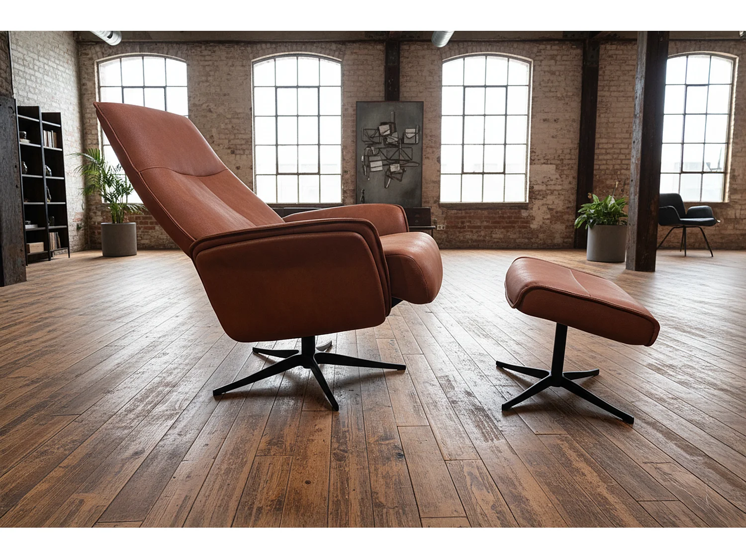 Relaxfauteuil - Bruin Stof van ledervezel - JOSIANE