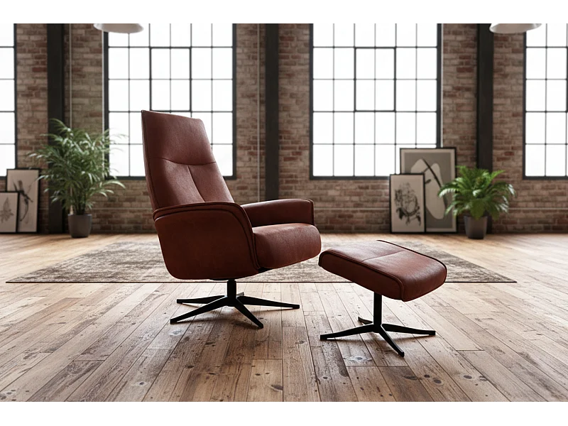 Relaxfauteuil - Bruin Stof van ledervezel - JOSIANE