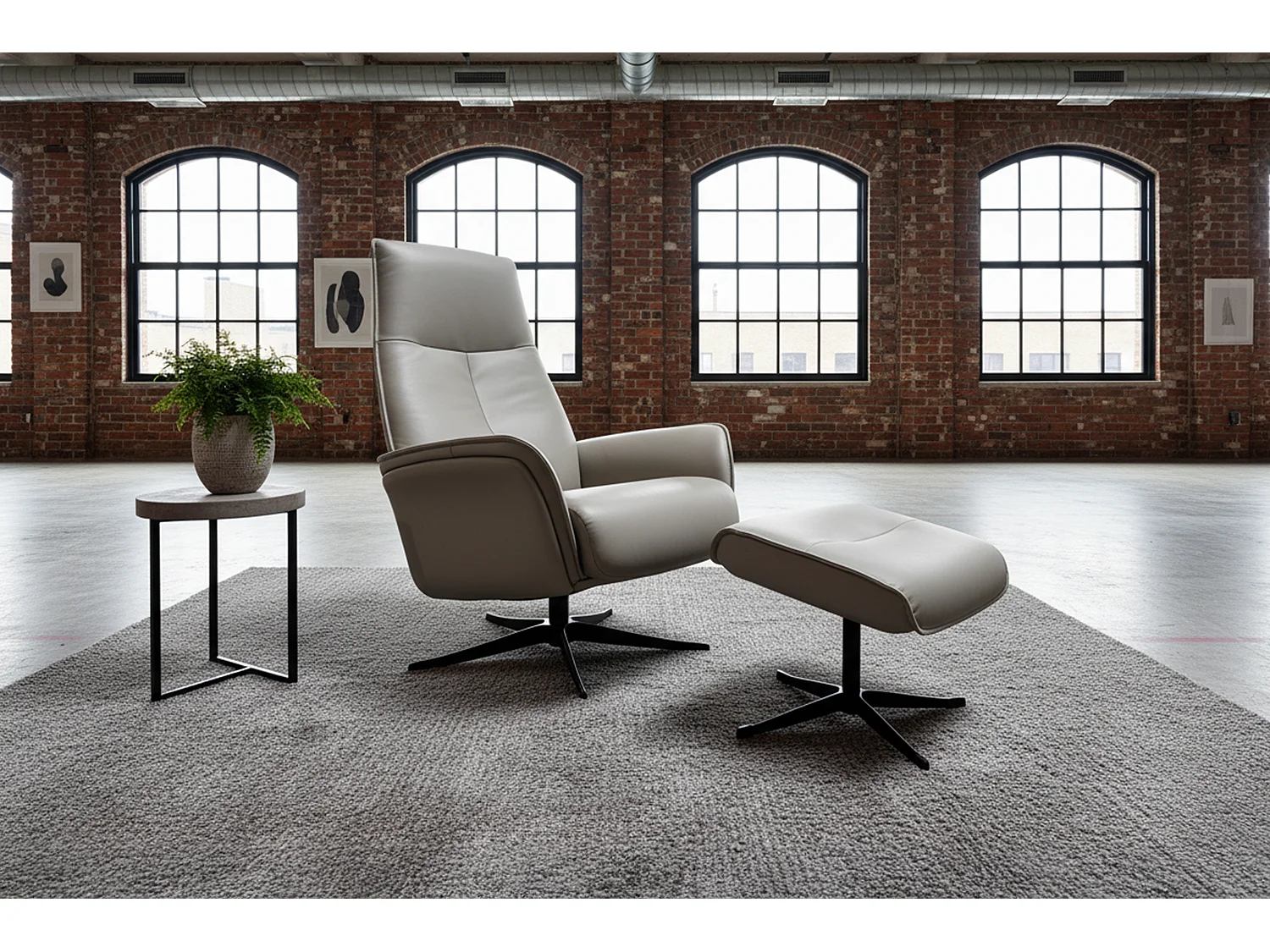 Relaxfauteuil - Grijs Leer - JOSIANE