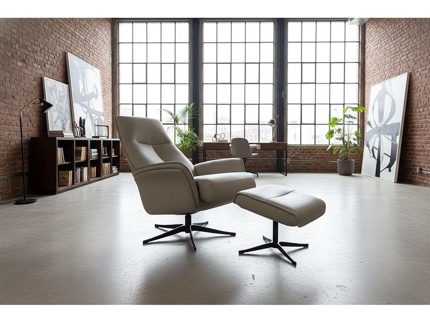 Relaxfauteuil - Grijs Leer - JOSIANE