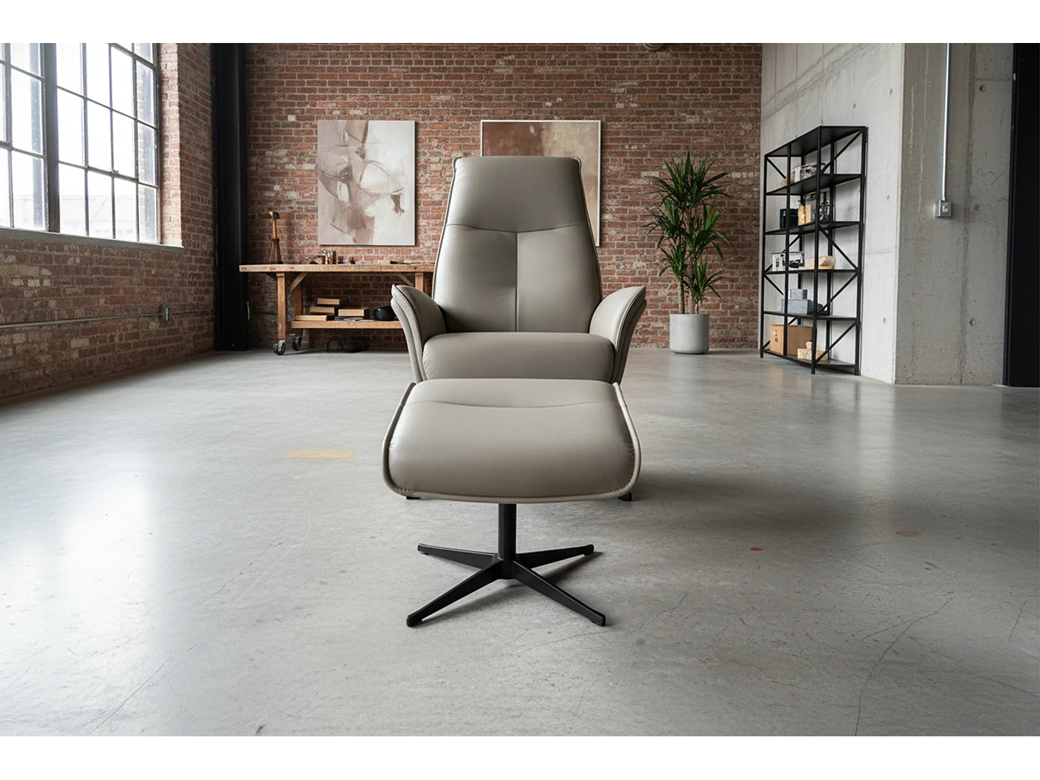 Relaxfauteuil - Grijs Leer - JOSIANE