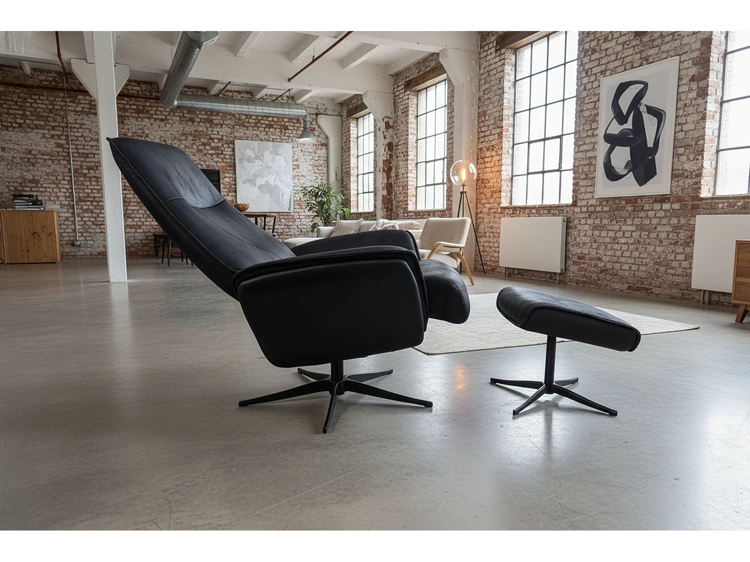 Relaxsessel - Schwarz Lederfaserstoff - JOSIANE