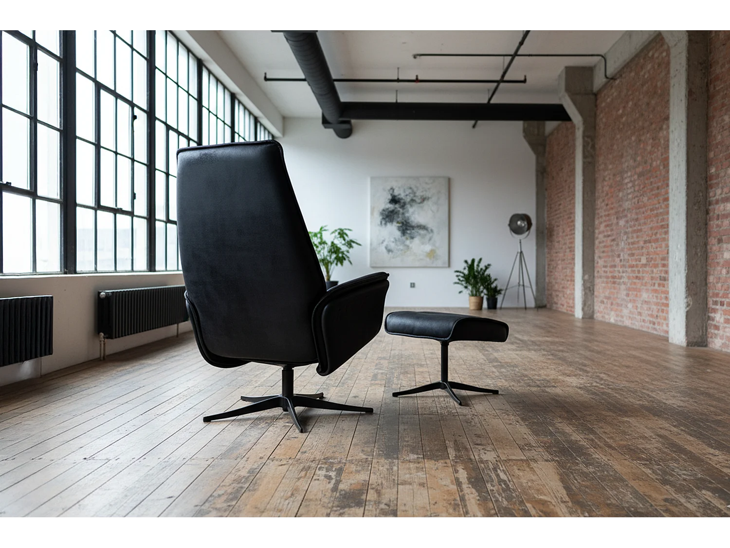 Relaxsessel - Schwarz Lederfaserstoff - JOSIANE