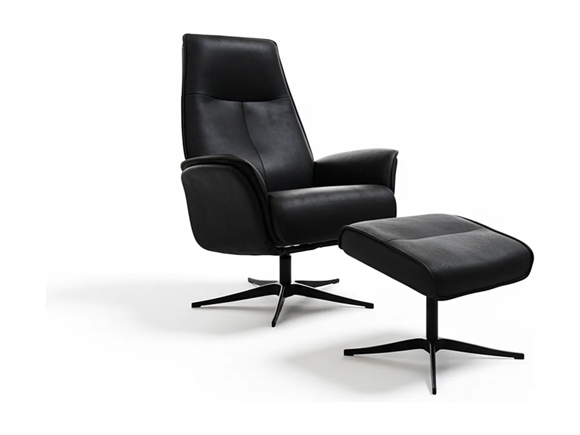 Relaxfauteuil - Zwart Stof van ledervezel - JOSIANE