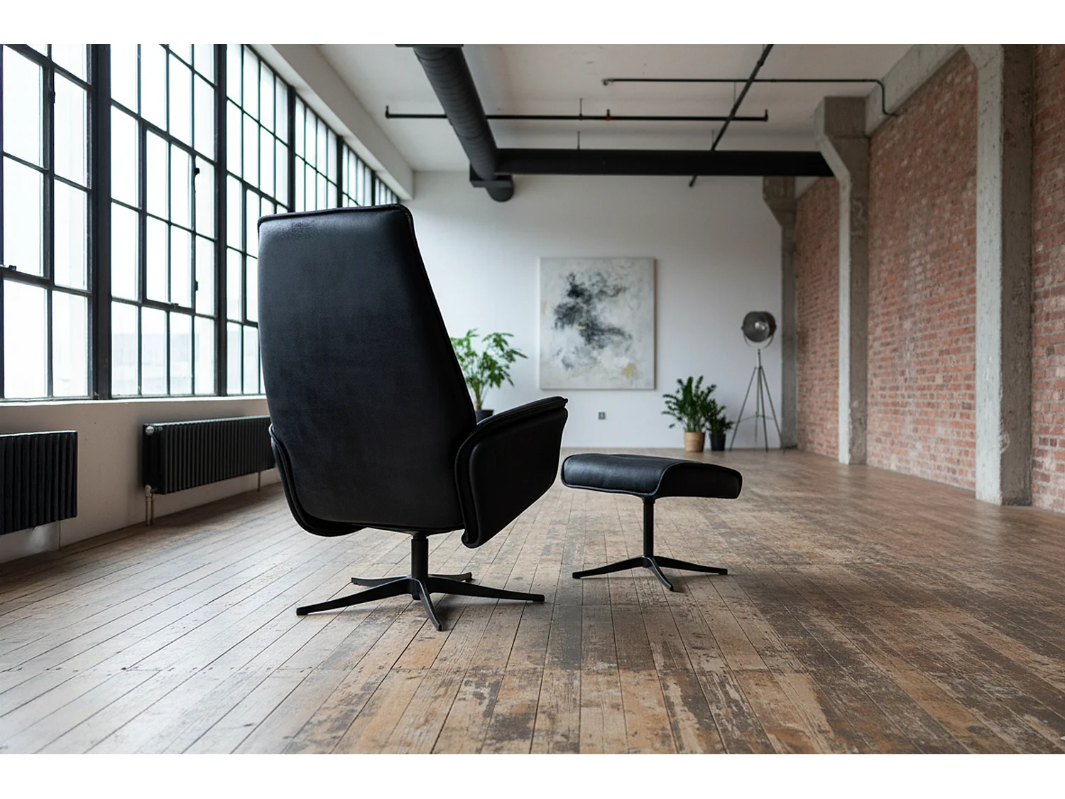 Relaxfauteuil - Zwart Stof van ledervezel - JOSIANE