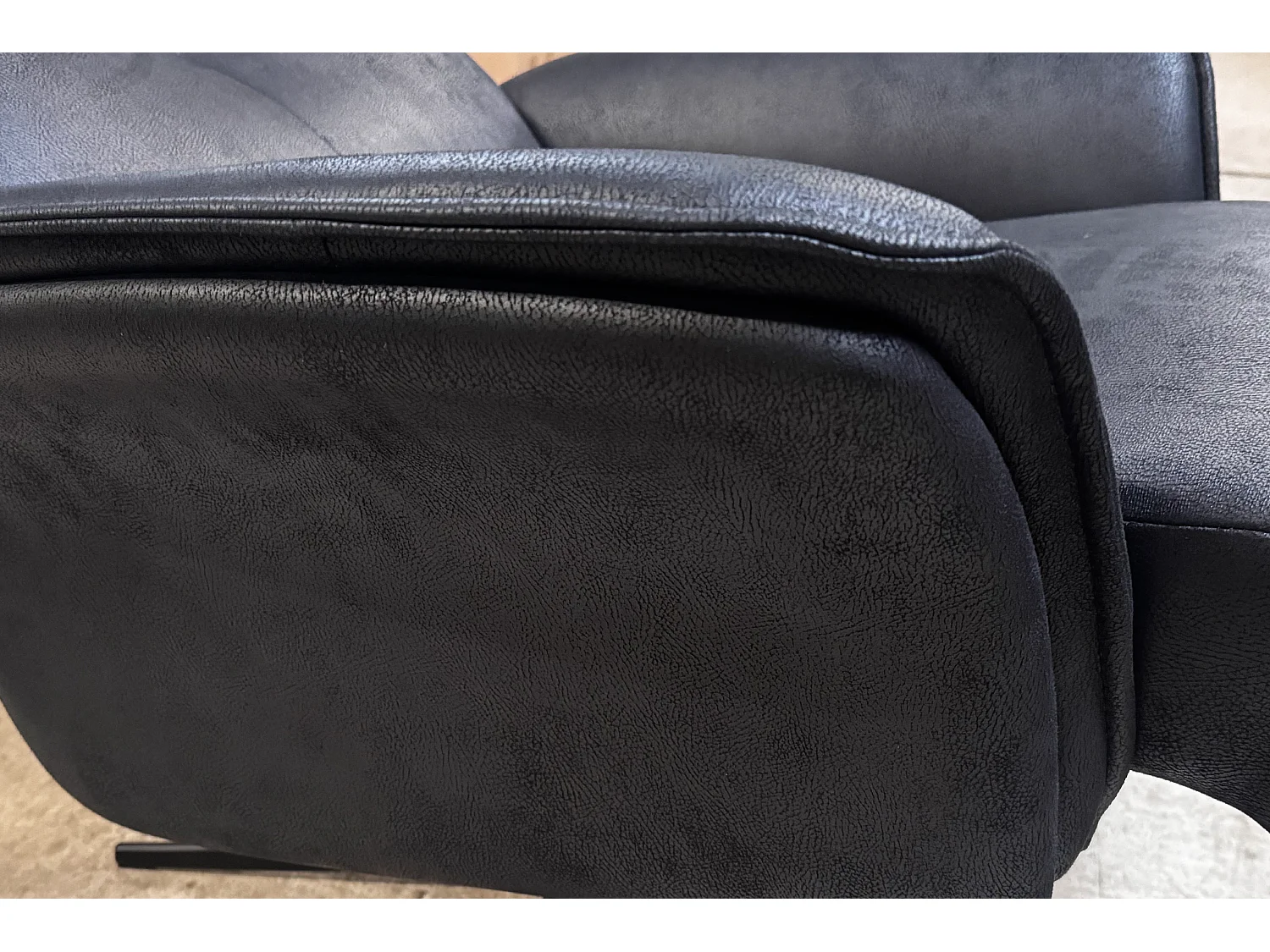 Relaxfauteuil - Zwart Stof van ledervezel - JOSIANE