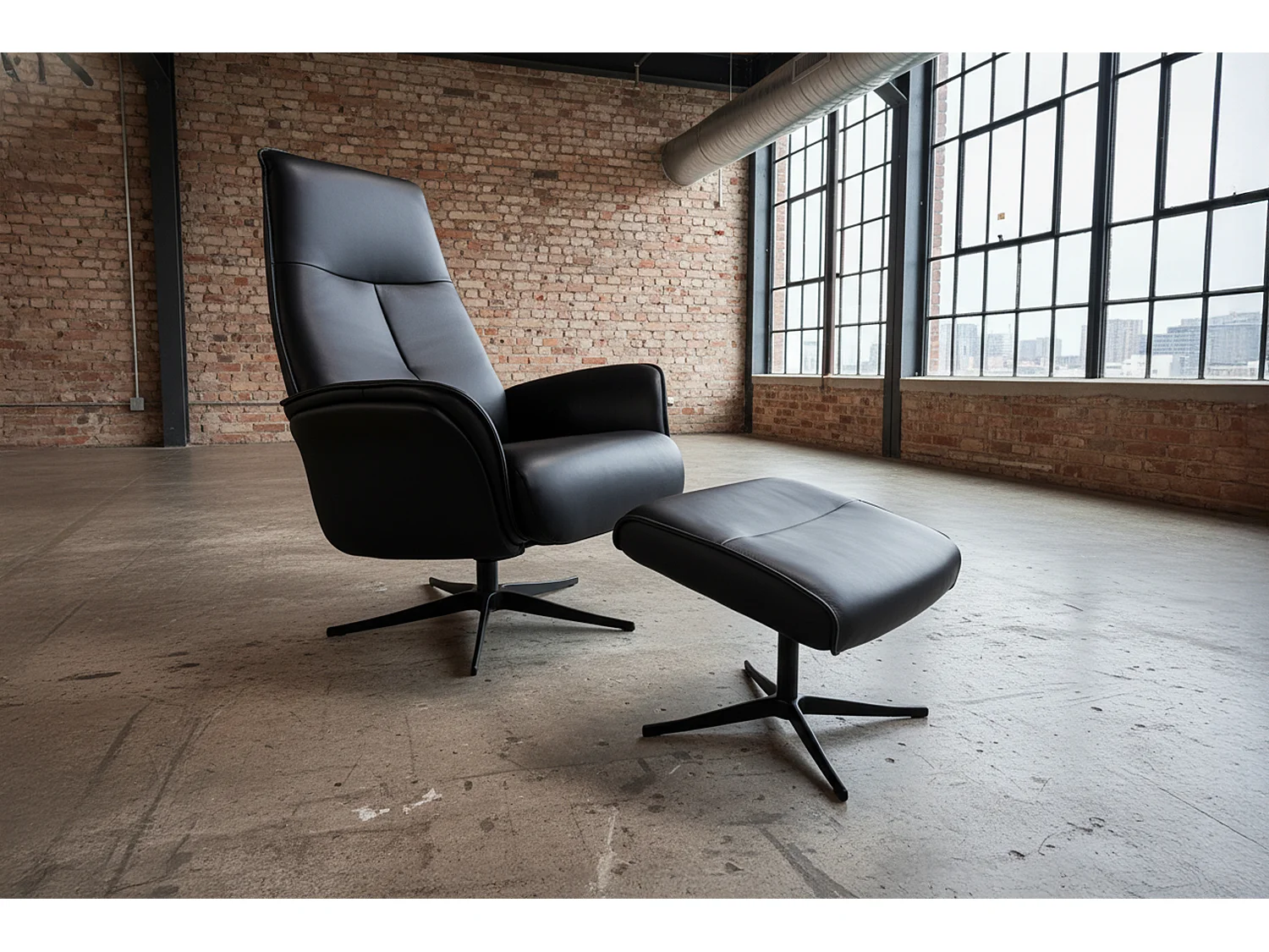 Relaxfauteuil - Zwart Leer - JOSIANE