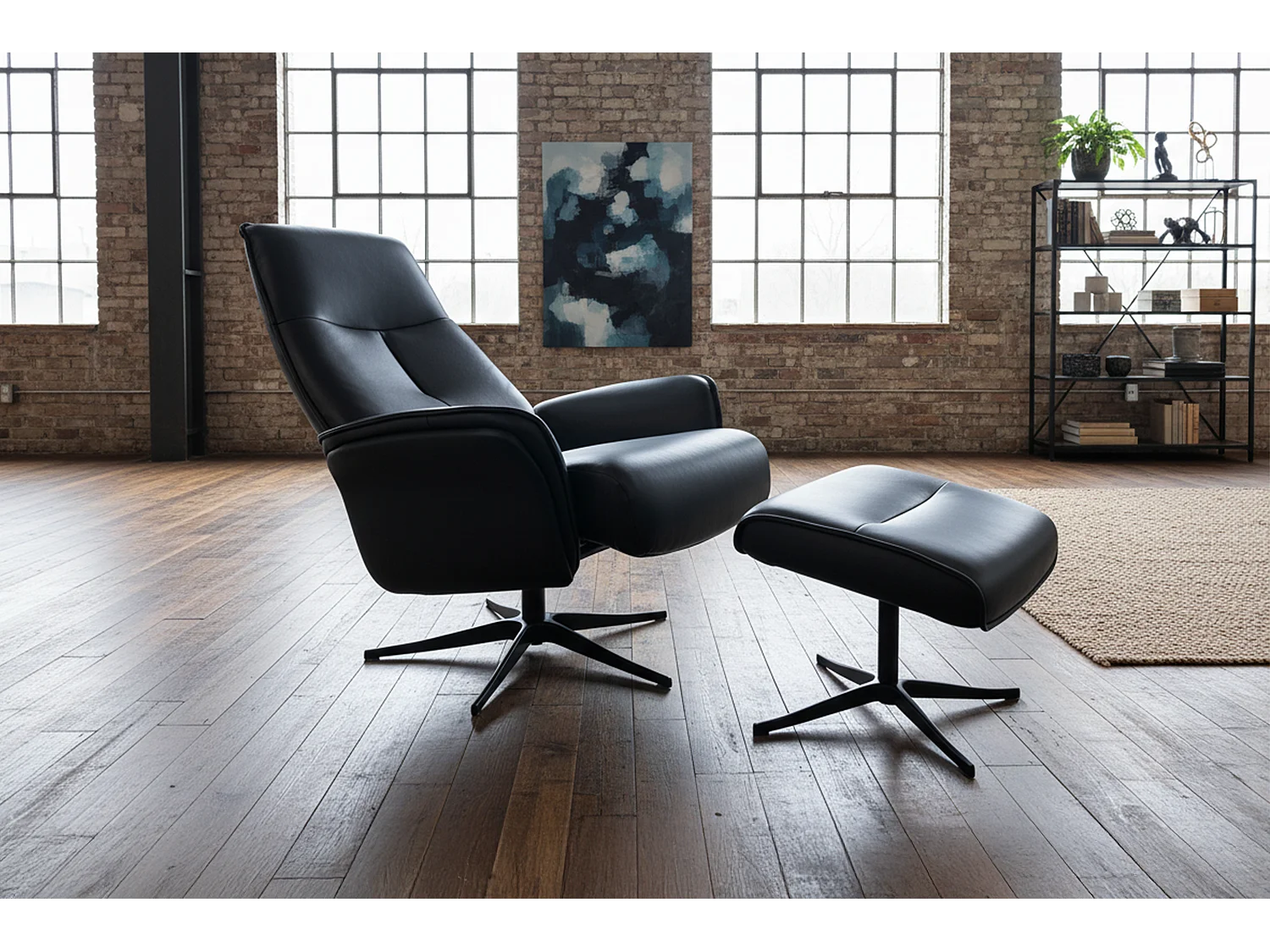 Relaxfauteuil - Zwart Leer - JOSIANE