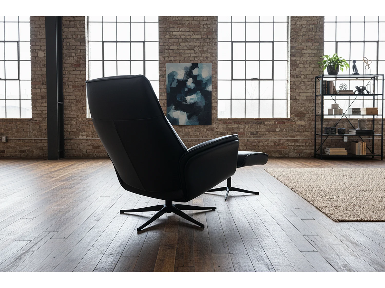 Relaxfauteuil - Zwart Leer - JOSIANE