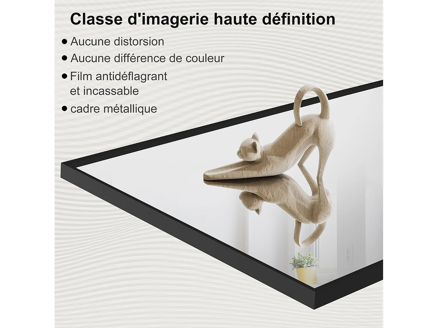 Miroir sur pied 177 x 77 cm - miroir autoportant, à accrocher ou à poser contre un mur - grand miroir sur pied - noir