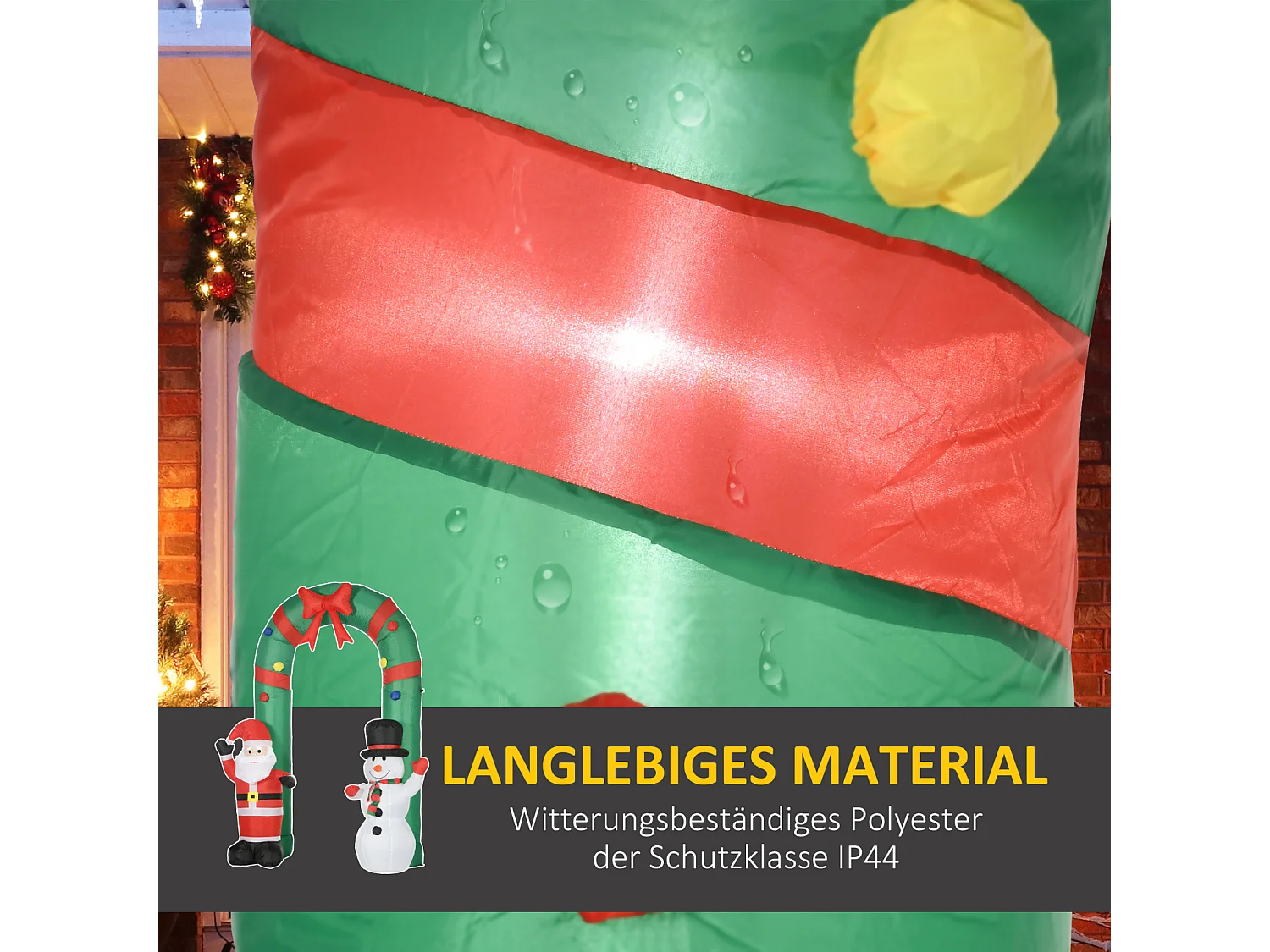 Arche gonflable avec Père Noël et bonhomme de neige - éclairage LED - souffleur intégré - 198 x 80 x 245 cm