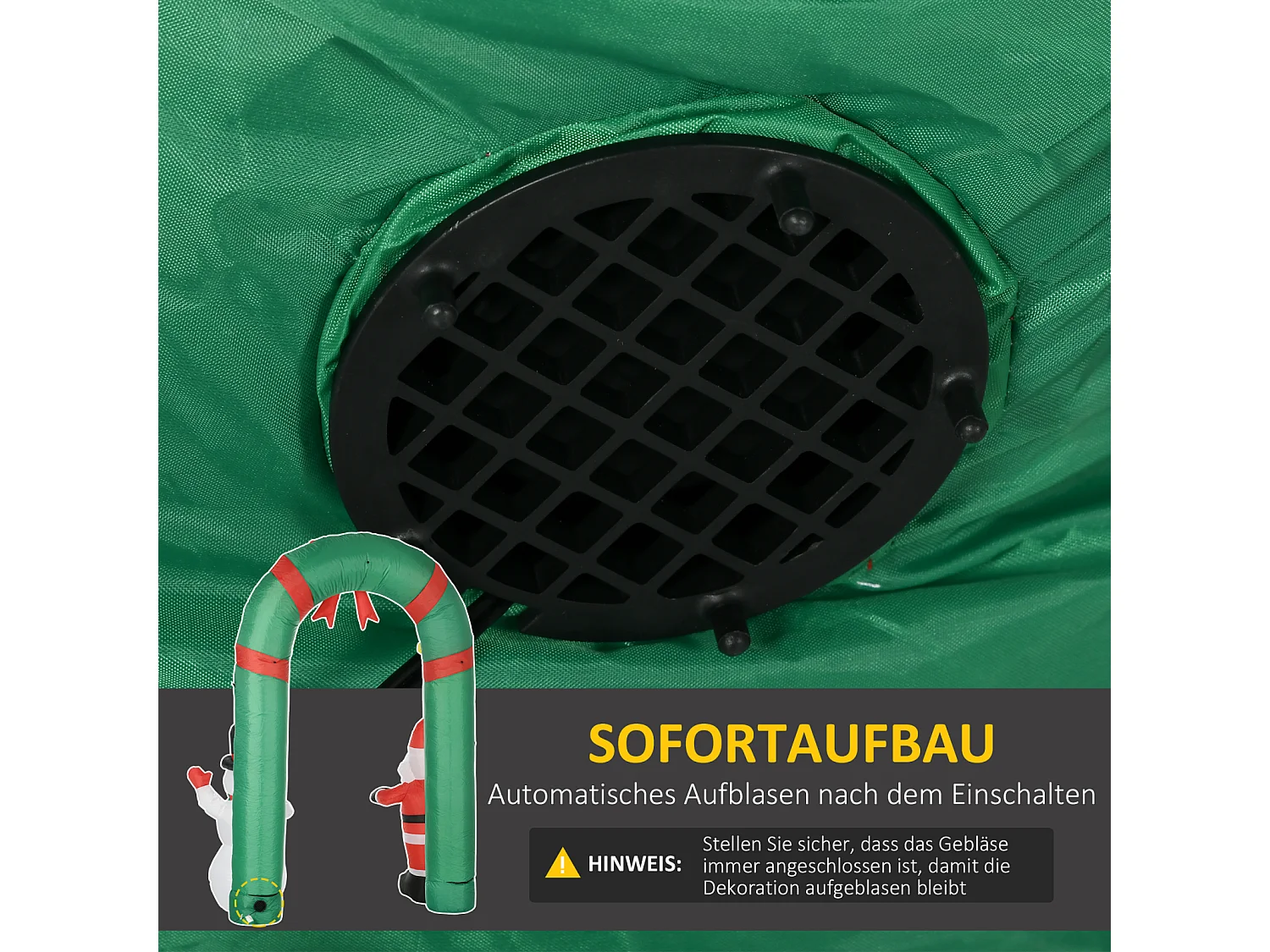 Arche gonflable avec Père Noël et bonhomme de neige - éclairage LED - souffleur intégré - 198 x 80 x 245 cm