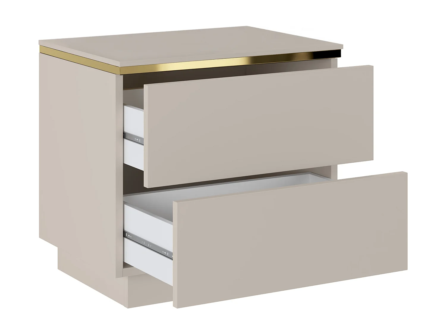 Lot de 2 tables de chevet avec 2 tiroirs – Beige et doré - VUKIA