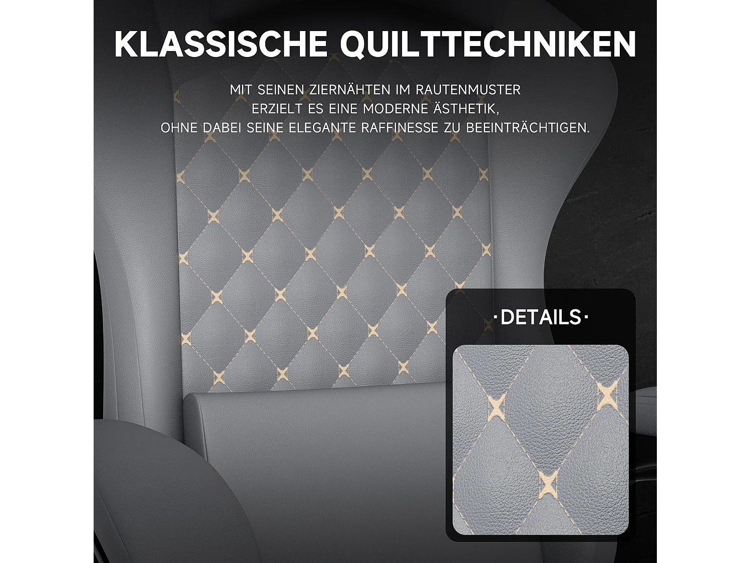 Chaise de jeu avec repose-pieds - siège réglable en hauteur - chaise de bureau - gris