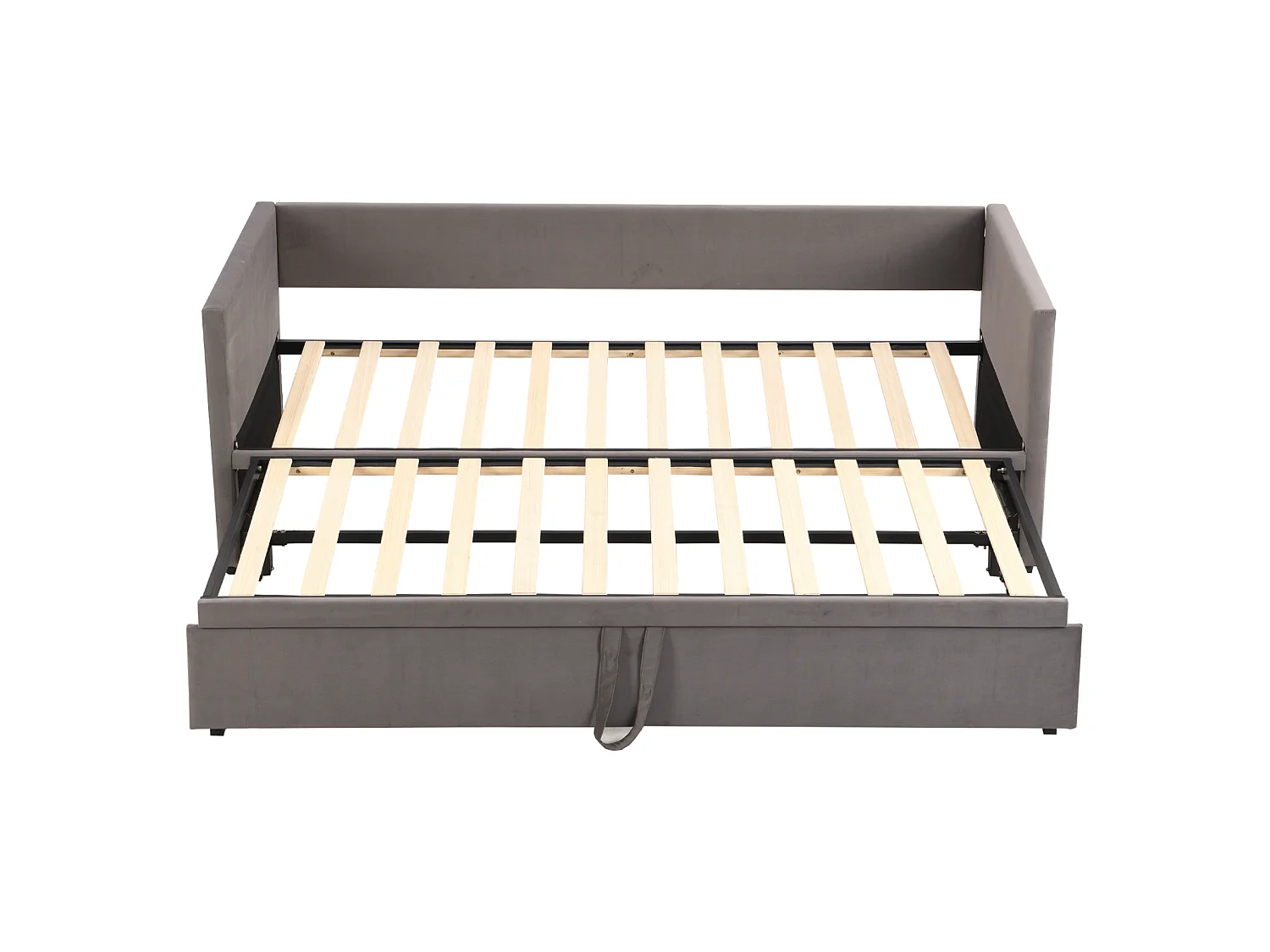 Lit gigogne 90/180x200 cm - canapé 2 places avec fonction couchage - Canapé-lit - velours -gris