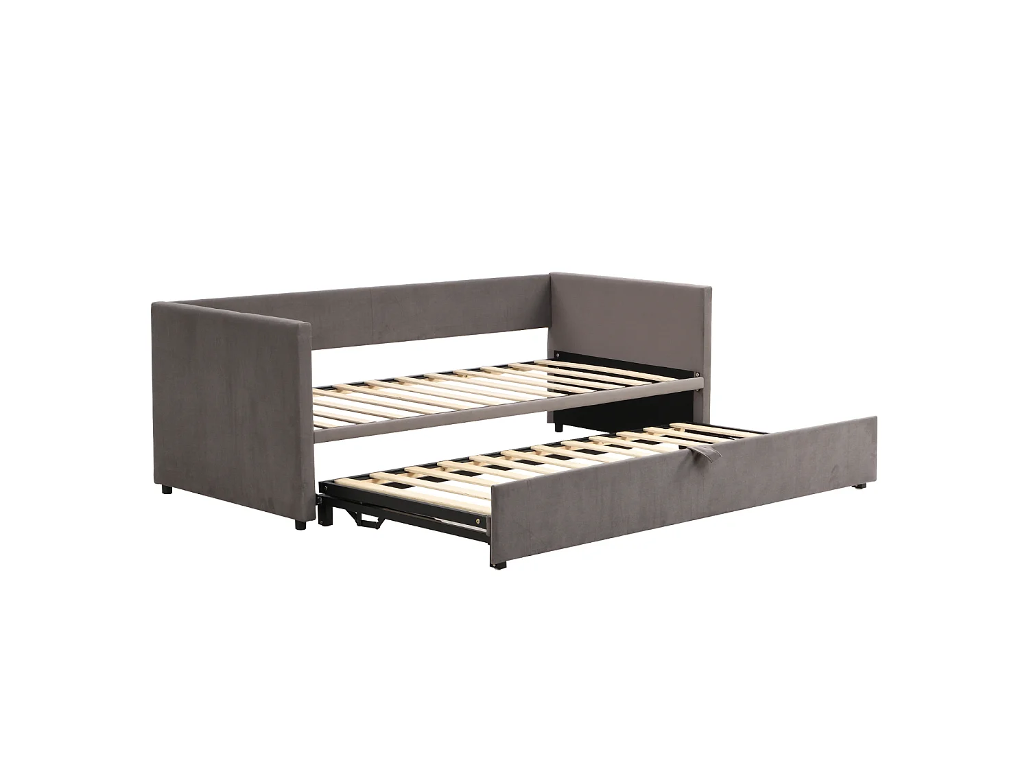Lit gigogne 90/180x200 cm - canapé 2 places avec fonction couchage - Canapé-lit - velours -gris