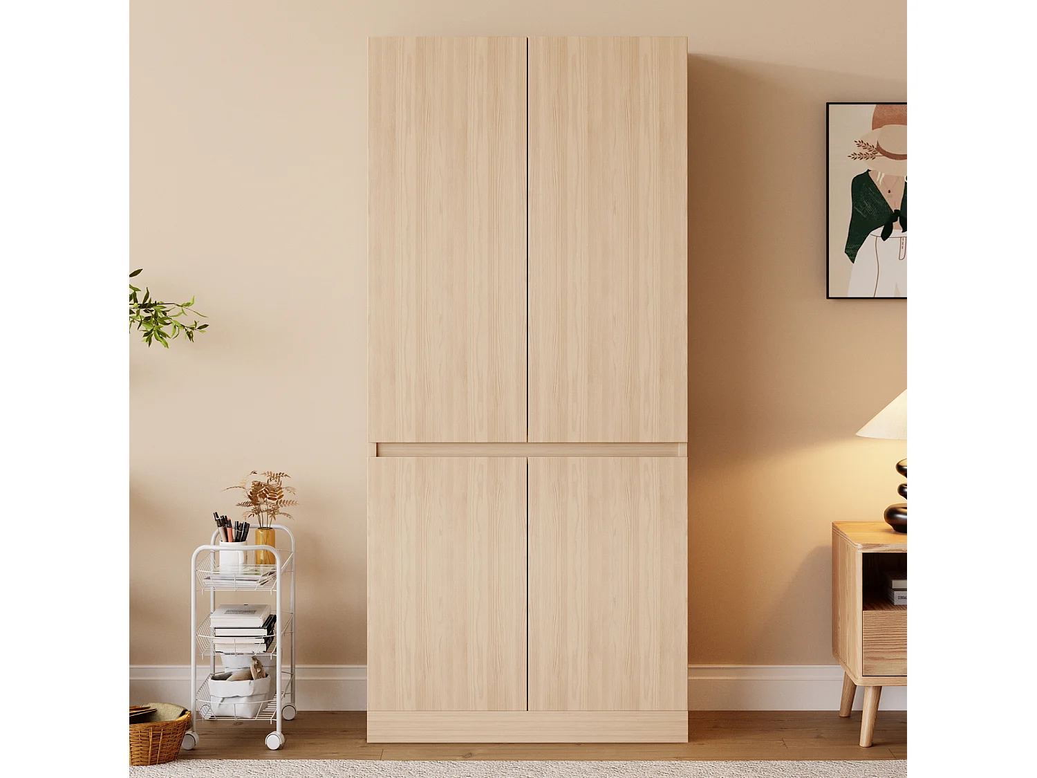 Armoire 70 × 40 × 170 cm- modèle à double porte avec grands compartiments de rangement - bois