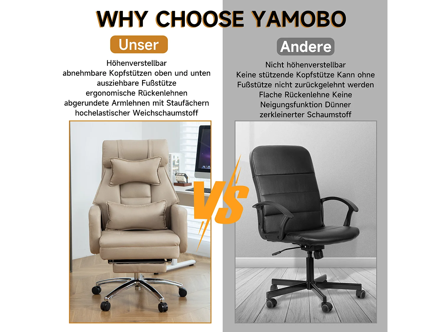 Fauteuil de bureau direction - avec soutien lombaire et appui-tête - inclinaison à 155° - beige