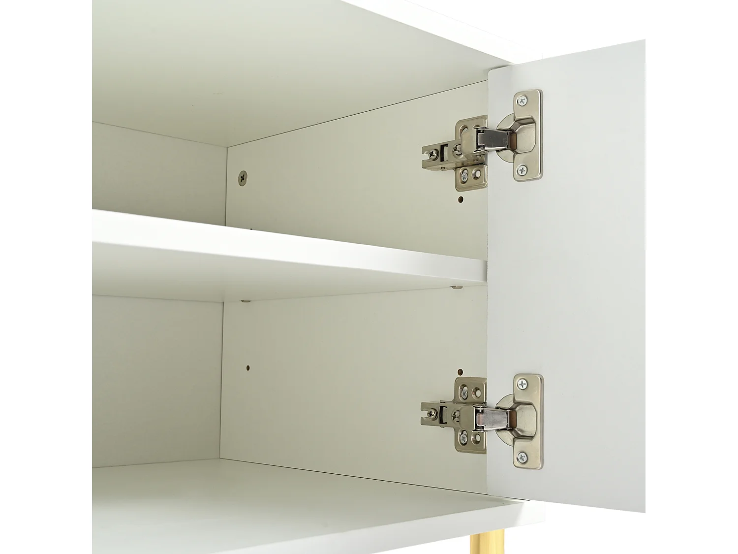 Meuble TV - 190 cm (L) x 38 cm (l) x 48 cm (H) - pieds de table dorés - blanc