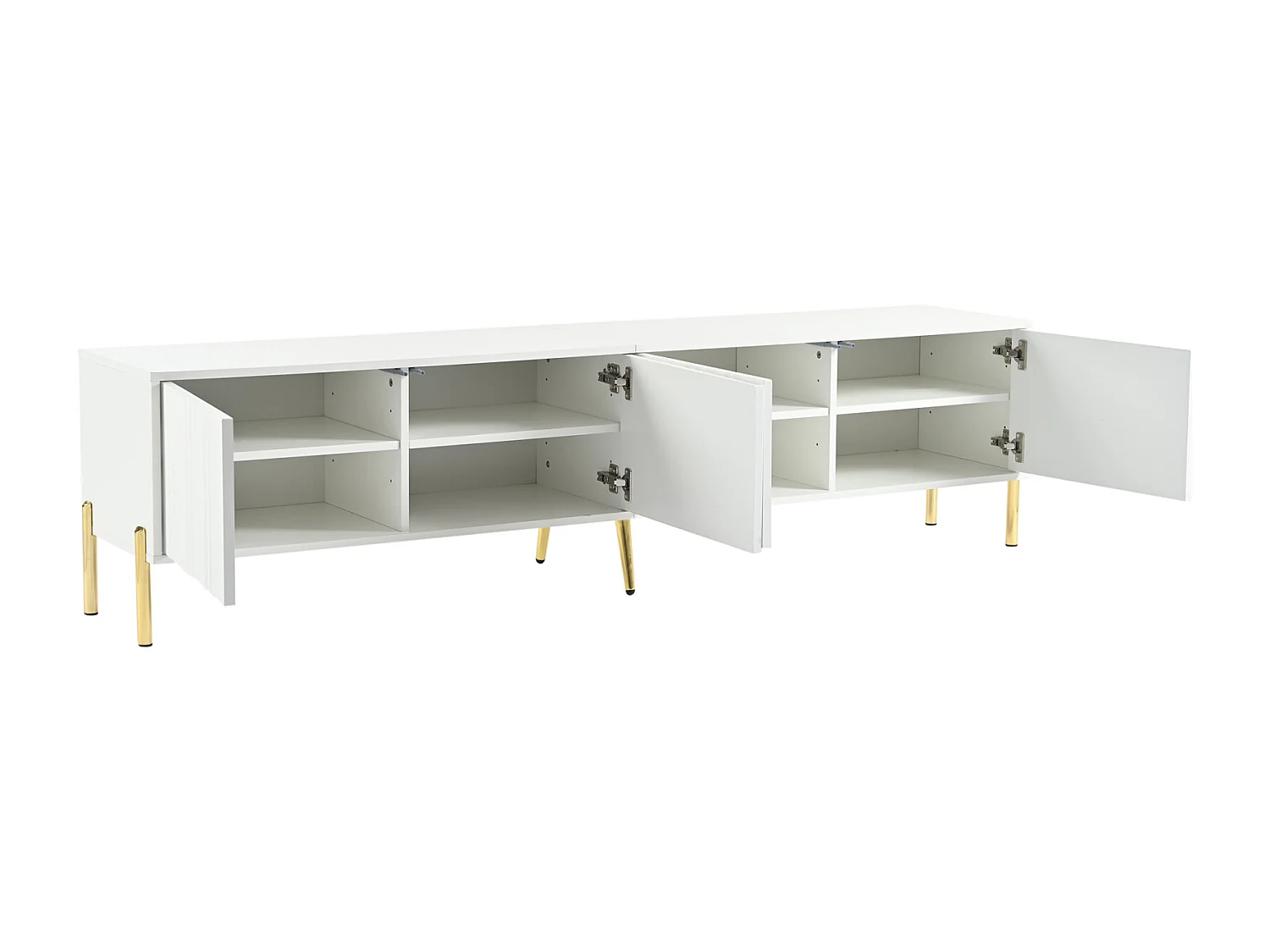 Meuble TV - 190 cm (L) x 38 cm (l) x 48 cm (H) - pieds de table dorés - blanc